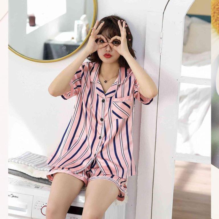 Đồ bộ lụa satin đáng Yêu – Đồ mặc nhà nữ, đồ ngủ nữ xinh xắn B64