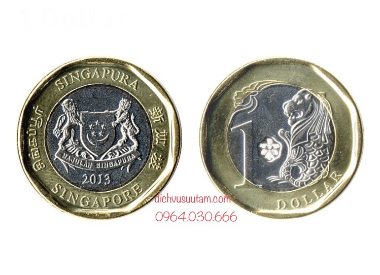 Đồng xu Singapore 1 dollar phiên bản mới sưu tầm