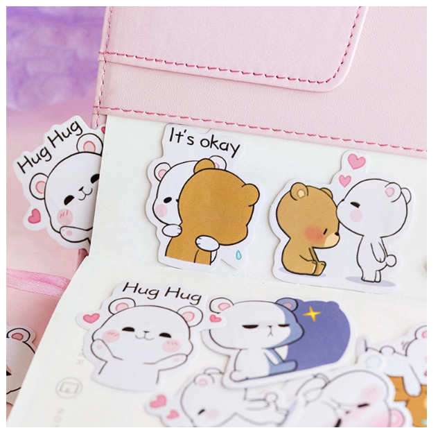 Hộp 45 Miếng Dán Sticker Hình Gấu Trang Trí Siêu Đáng Yêu