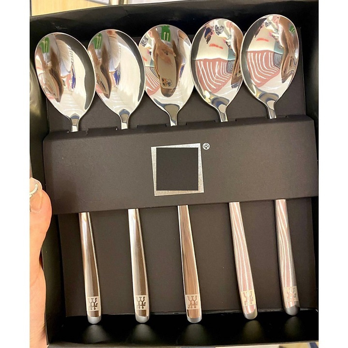 SET 5 MUỖNG INOX HÀNG NỘI ĐỊA ĐỨC CÓ HỘP ĐỰNG ĐI KÈM SANG TRỌNG