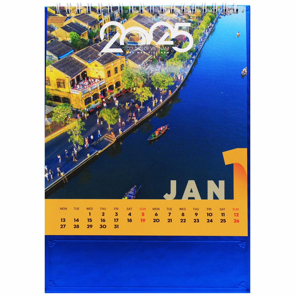 Lịch Bàn Đứng 2025 - Sắc Màu Việt Nam - Văn Lang VLL-B07 - Đế Màu Xanh