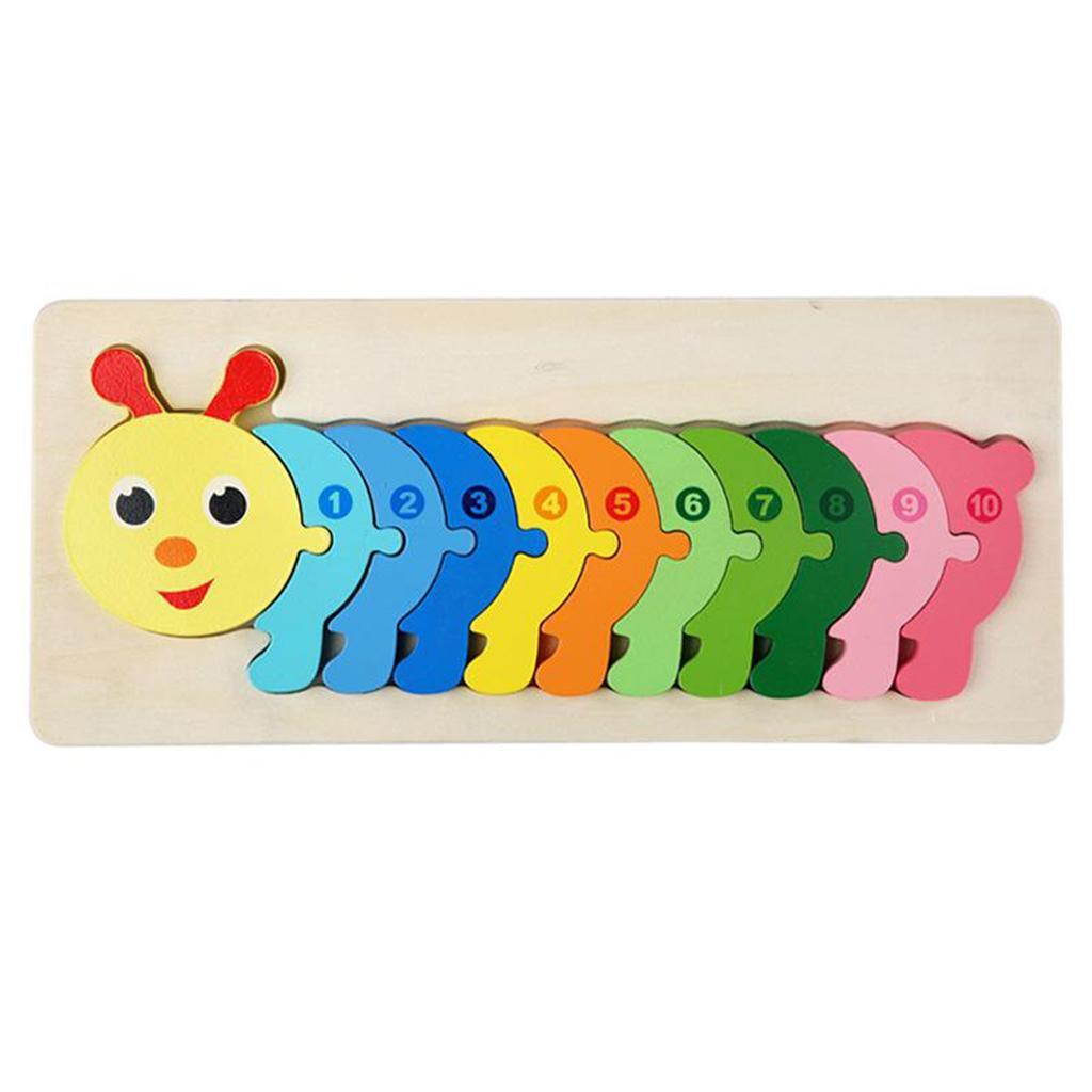 Wooden Number Puzzle Sorting Board Blocks Matching