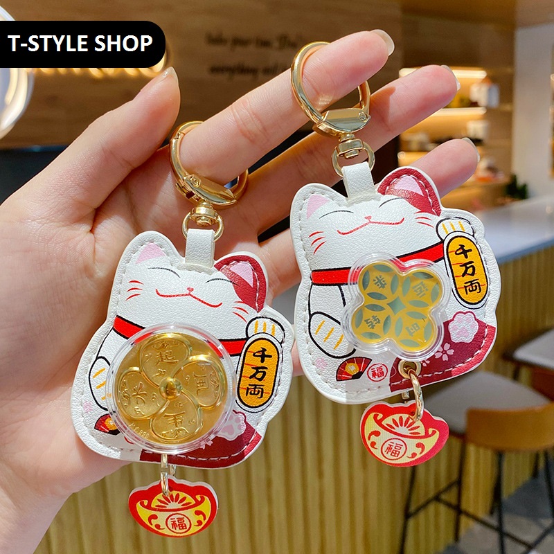 Móc khóa Mèo thần tài xoay tài lộc