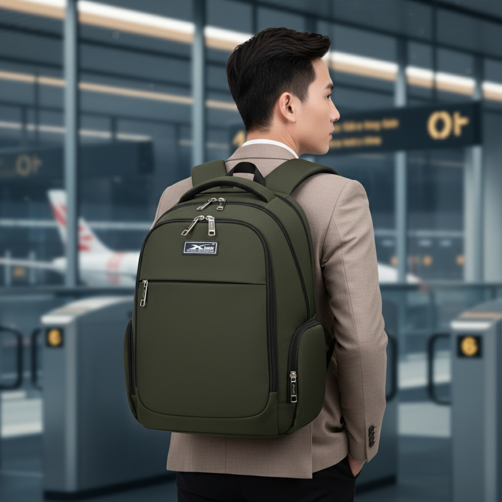 Balo du lịch chống nước cao cấp Xbags Travel – Balo phượt cỡ lớn, nhiều ngăn tiện lợi, bền đẹp xanh rêu thời trang XB1001
