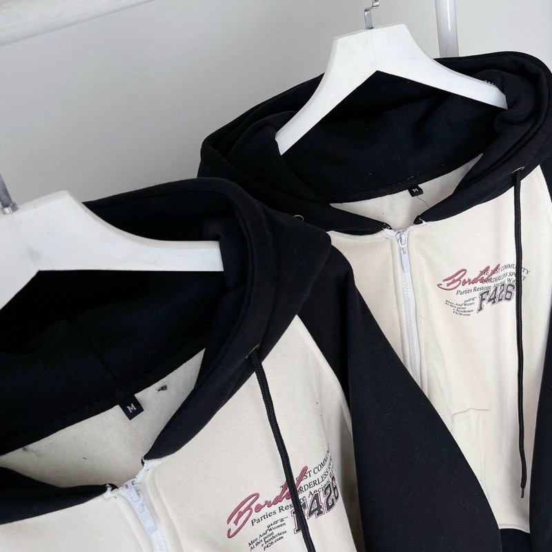 Áo khoác nam nữ Hoodie nỉ trơn Basic in chữ F426 BORE NHỎ form rộng tay bồng khóa kéo có mũ Ulzzang