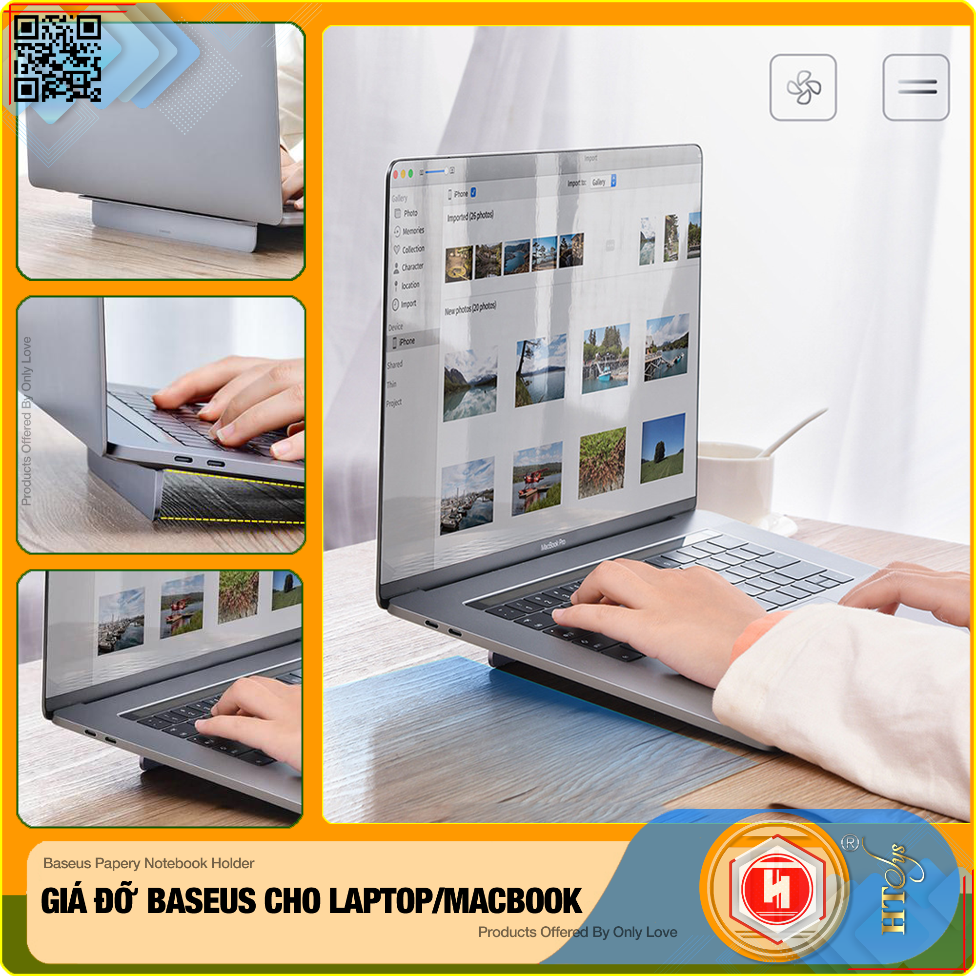 Đế tản nhiệt dạng xếp, siêu mỏng Baseus Papery Notebook Holder dùng cho cho Macbook/ Laptop