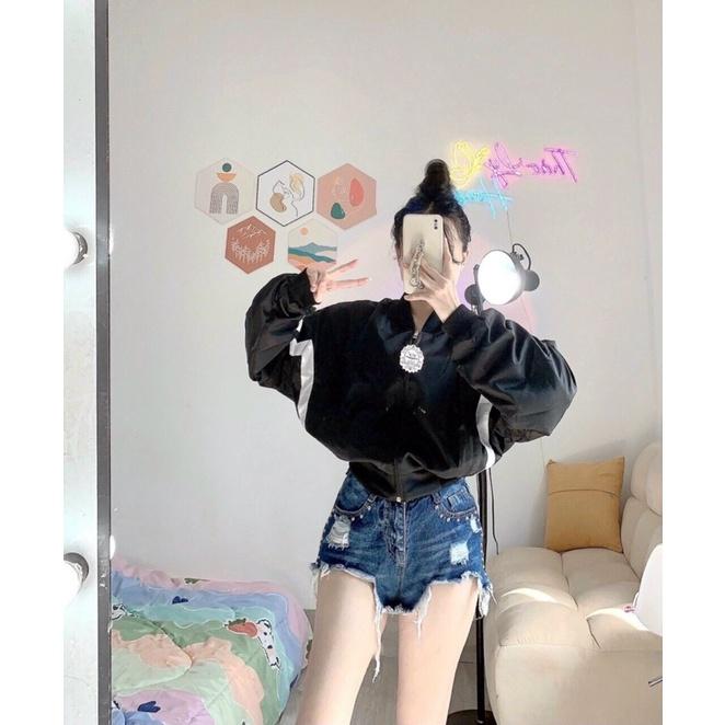 Áo khoác dù 2 lớp lửng croptop không nón cánh dơi unisex ulzzang nam nữ