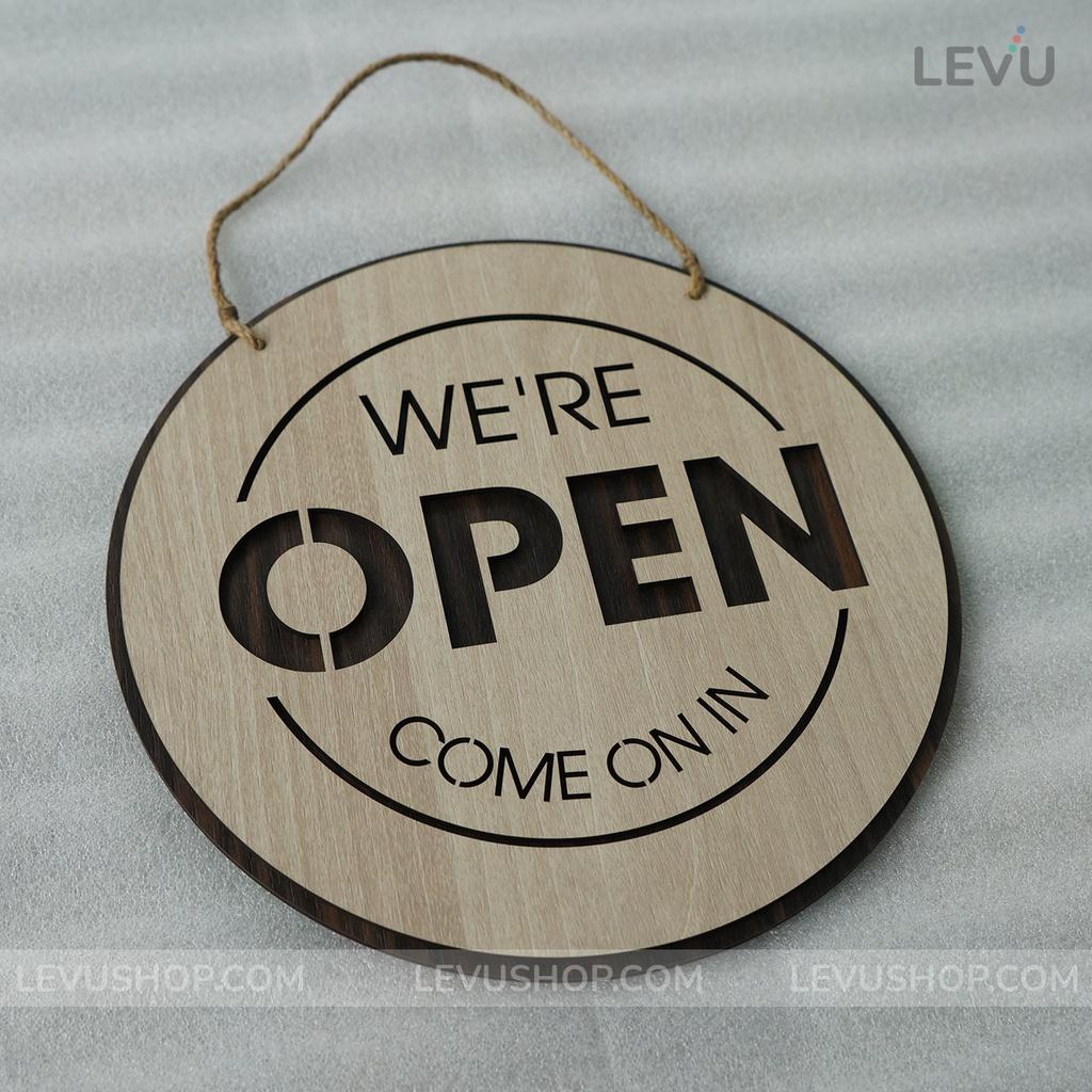 Bảng gỗ treo cửa hàng Open Closed trang trí quán 2 mặt có dây treo BG17