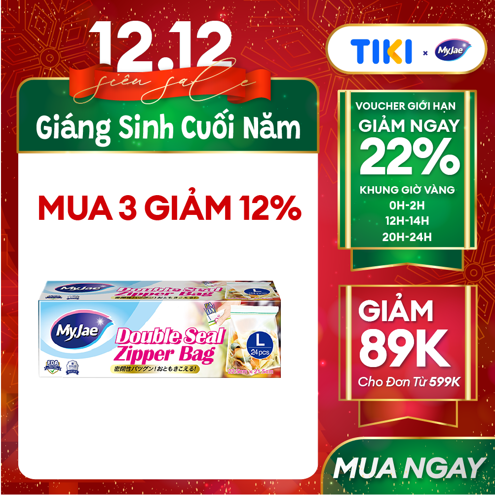 (Chọn Size) Túi Zip PE Trong Suốt 2 Đường Kéo MyJae, Túi Bọc Đồ Ăn, Rau Củ Bảo Quản Trong Tủ Lạnh