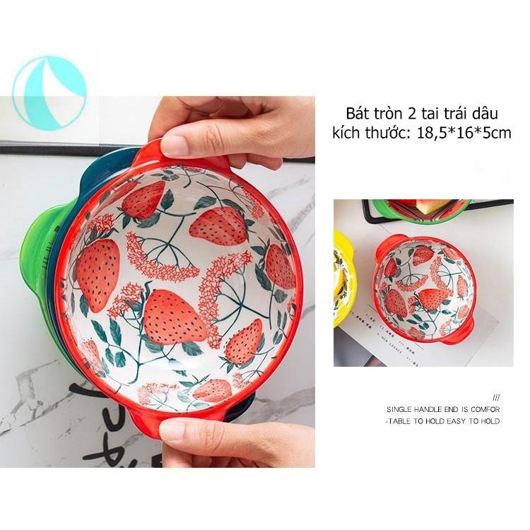 Bát đĩa sứ Dâu tây đựng thức ăn, trang trí bàn ăn đẹp mắt