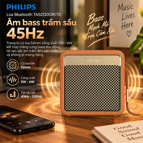 Loa Bluetooth Philips TAS2120OR/70 - Hàng chính hãng