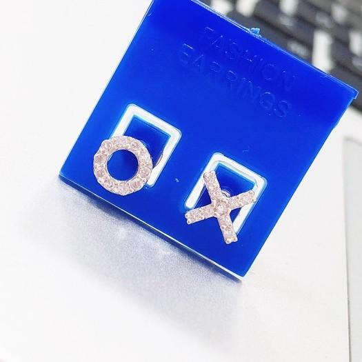 Khuyên Tai Bạc Ta S99 CaoBac Silver Hình XO Đính Cá Tính