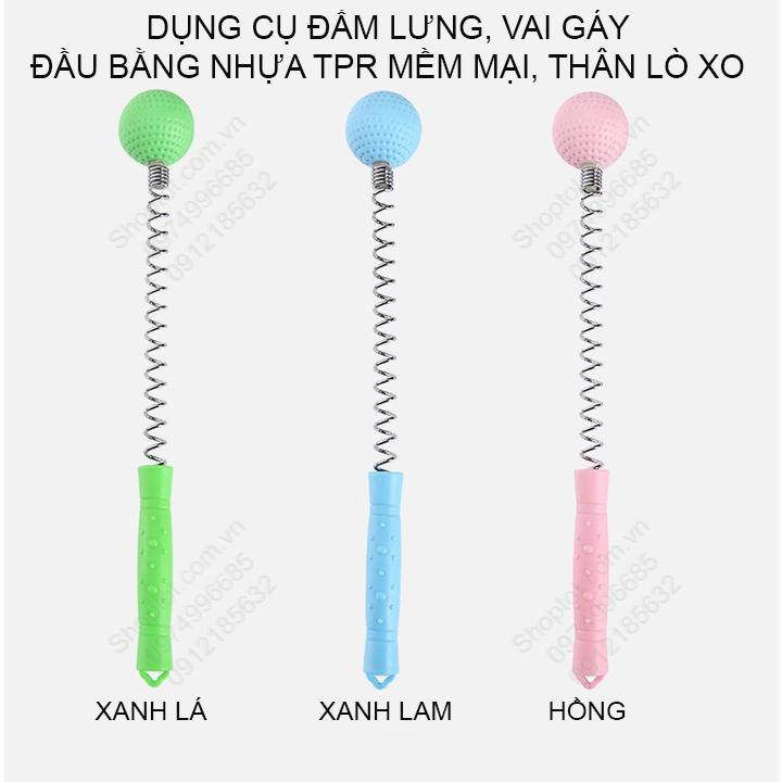 Dụng cụ đấm lưng, vai gáy làm bằng nhựa TPR mềm dẻo, thân lò-xo chắc chắn, đàn hồi