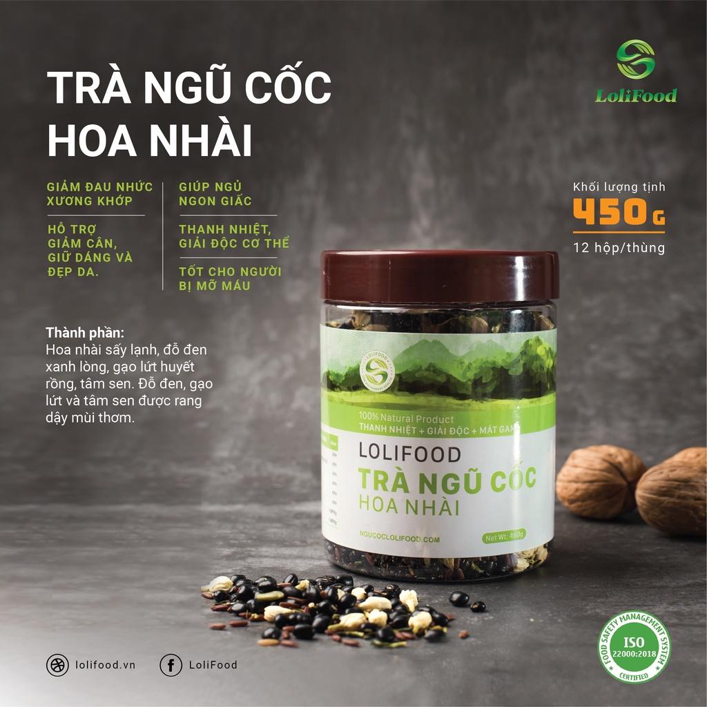 Trà Hoa Ngũ Cốc LoliFood, Trà Gạo Lứt Hoa Nhài, Trà Ngủ Ngon, Thanh Nhiệt, Trà Mát Gan, 100% Hữu Cơ, Hộp 450gr