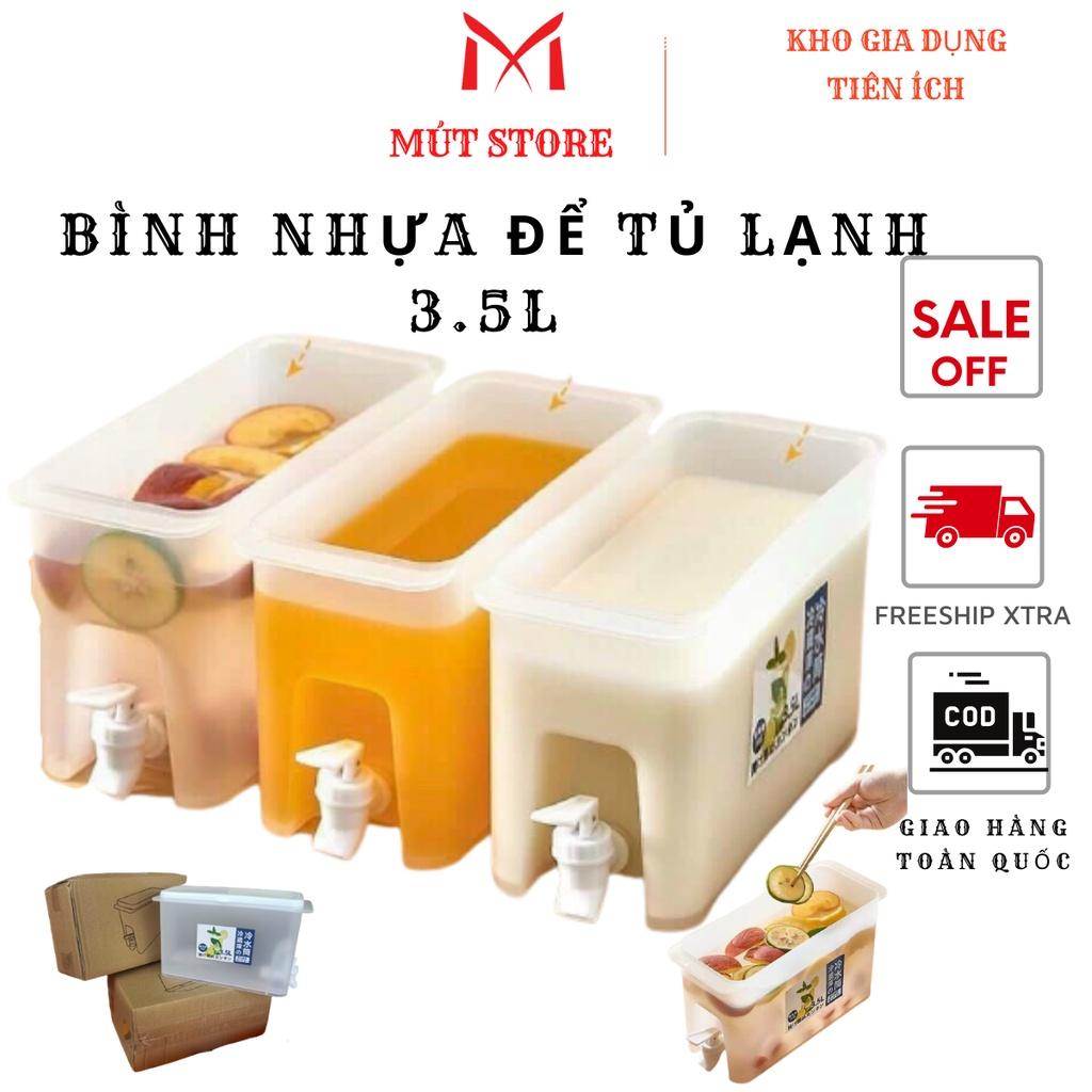 Bình nước nhựa để tủ lạnh có vòi thể tích 3.5l " Cao Cấp" an toàn tiện lợi Bình trữ đông pha trà, đựng nước hoa quả