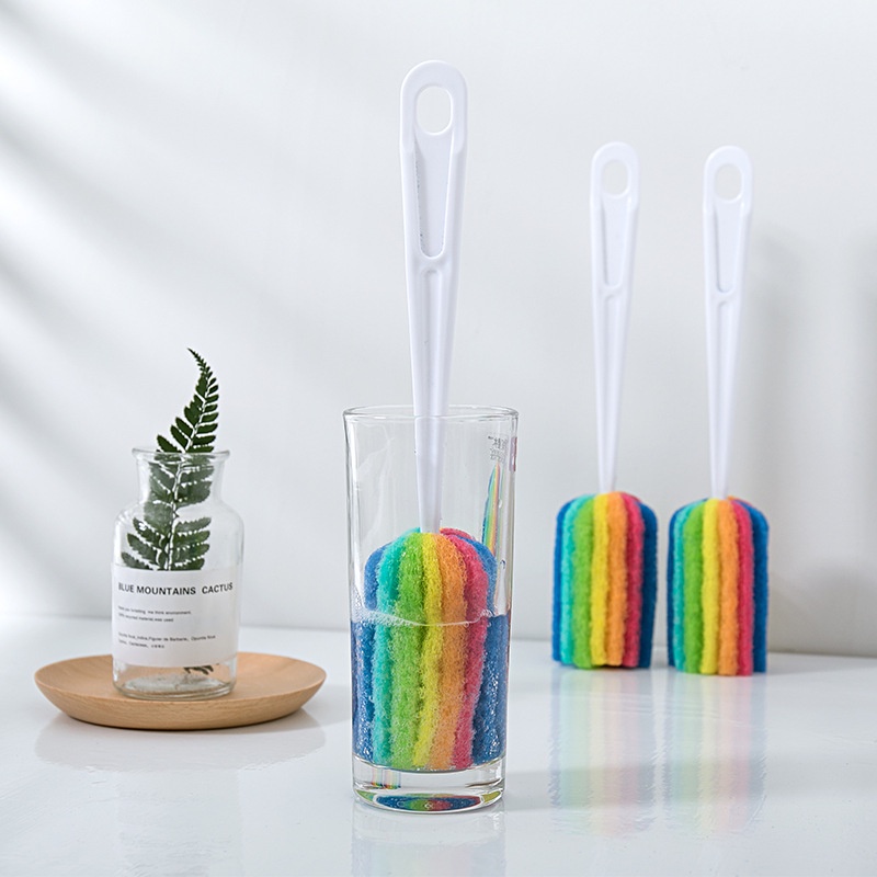 Cọ Rửa Ly Bình Nước Bình Giữ Nhiệt Bình Sữa 7 Màu Cầu Vồng H177 - Egreen DÙng 1 Lần