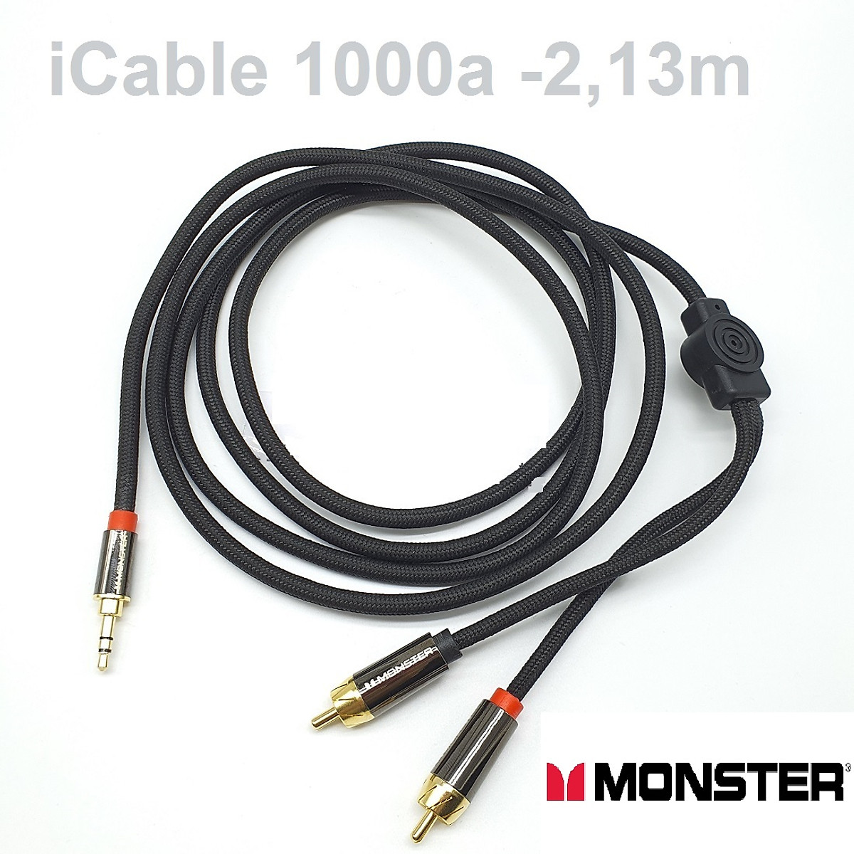 Dây Audio 3,5mm ra 2 đầu RCA (Hoa sen) dài 2 Mét, thương hiệu Monster - Hàng nhập khẩu