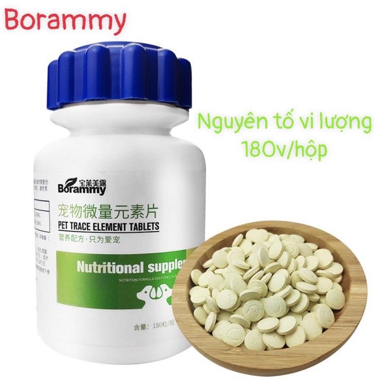 Vitamin cho chó mèo Borammy bổ sung Canxi, Nguyên tố vi lượng, Men tiêu hoá, Giải độc hộp 180v - vitamin cho chó mèo