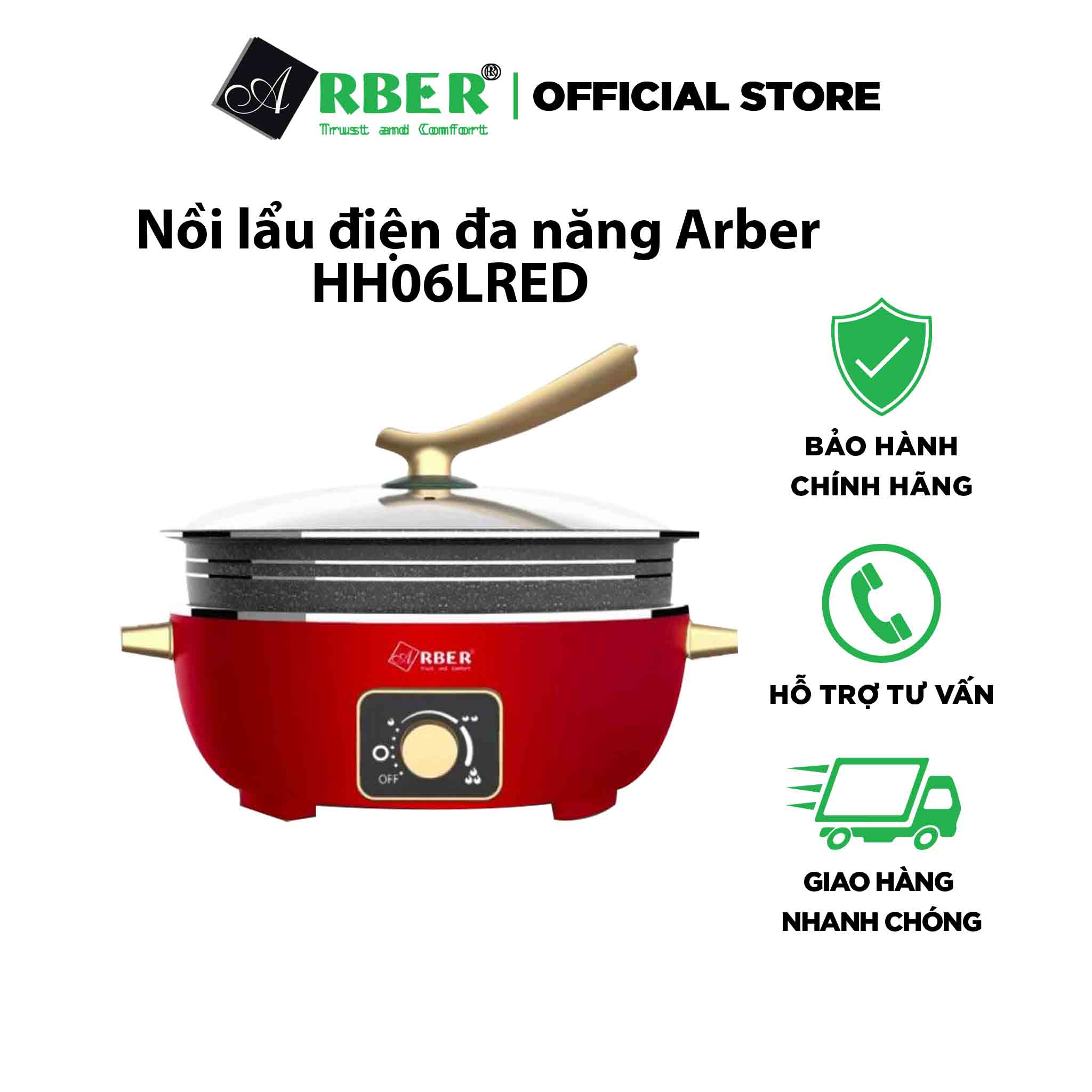 Nồi lẩu điện đa năng Arber HH06LRED hàng Đức nhập khẩu chính hãng.