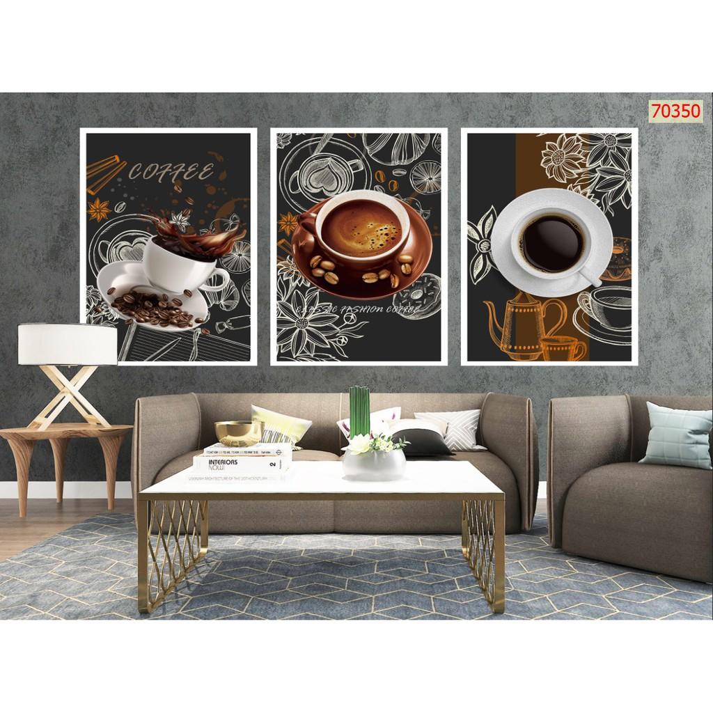 Tranh treo tường Quán cà phê 3D/gỗ MDF Hàn Quốc chống ẩm mốc, mối mọt CF