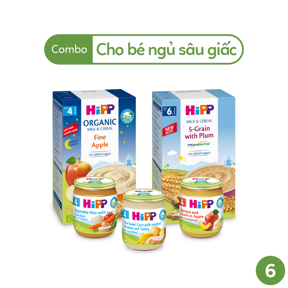 Combo ăn dặm HiPP Organic số 6: Dành cho bé ngủ sâu giấc