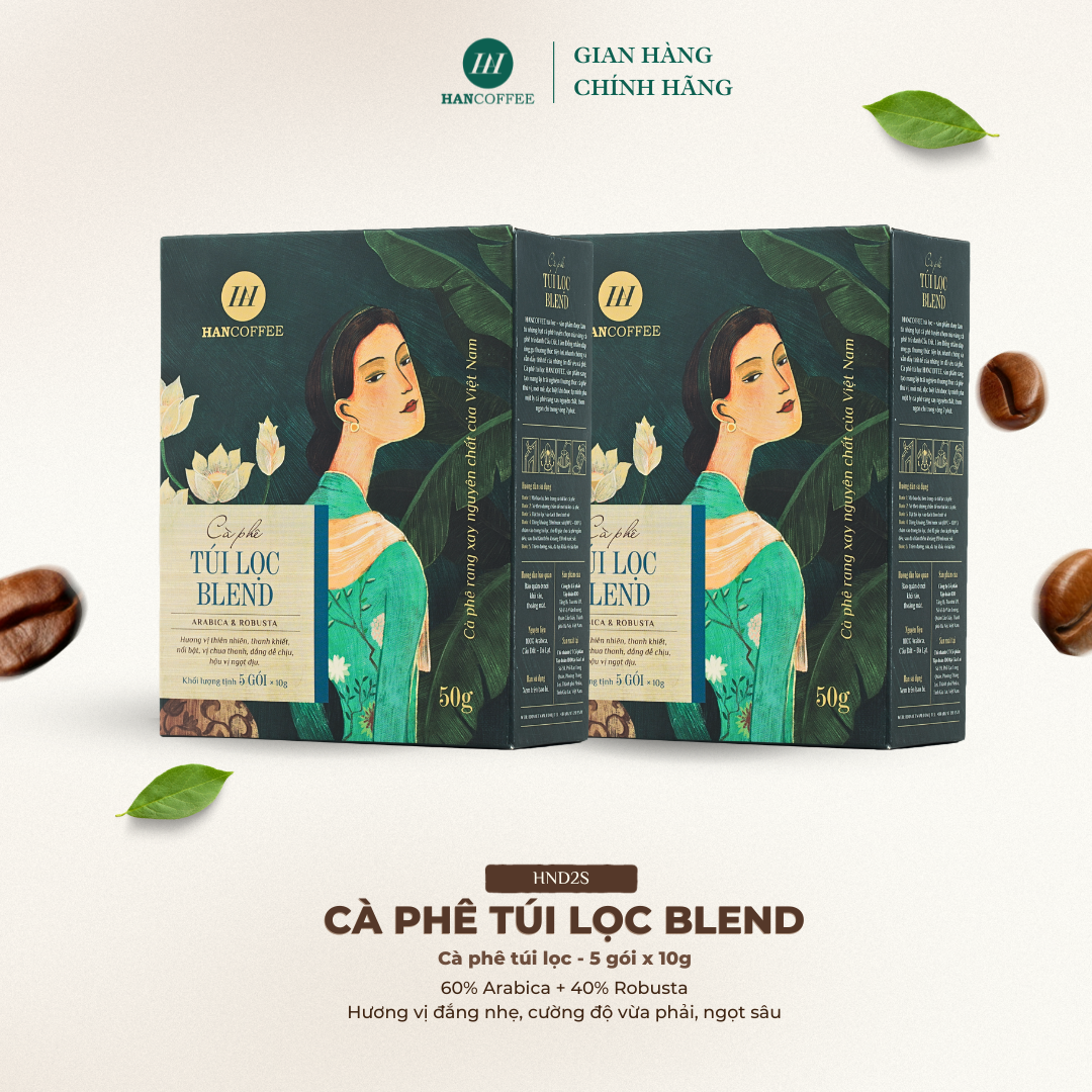 Cà Phê Túi Lọc Blend HANCOFFEE Đắng Nhẹ, Ngọt Sâu Hộp 5 gói - HND2S