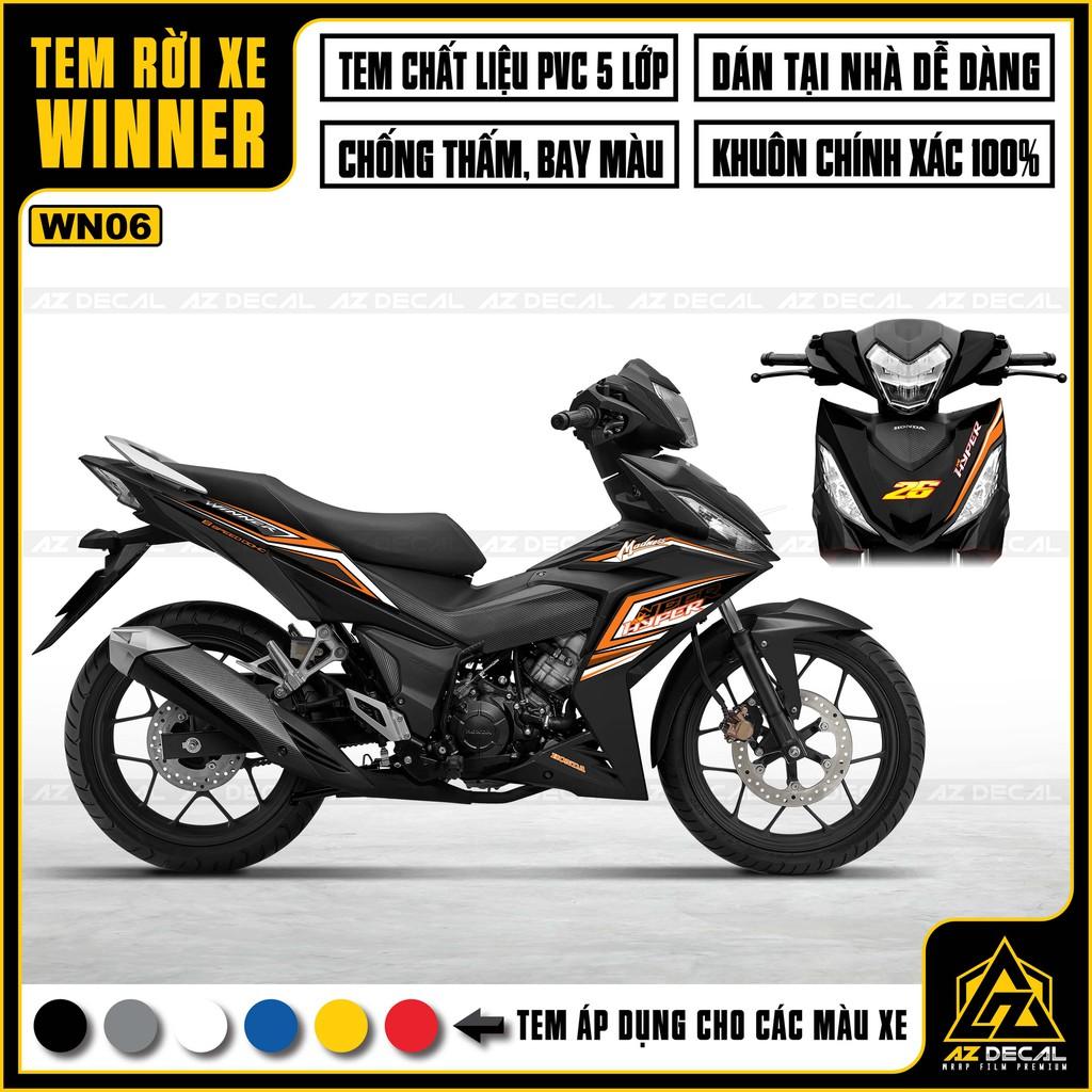 Tem Rời Dán Xe Winner V1 / 150 Mẫu HYPER | WN06 | Decal Chế Xe Chất Liệu PVC Chống Nước, Chống Bay Màu - Xanh Trắng