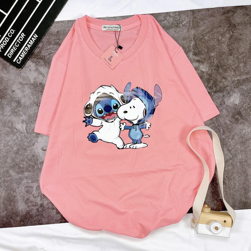 - Áo thun tay ngắn Be Yourself unisex size M L XL - Stitch và Snoopy