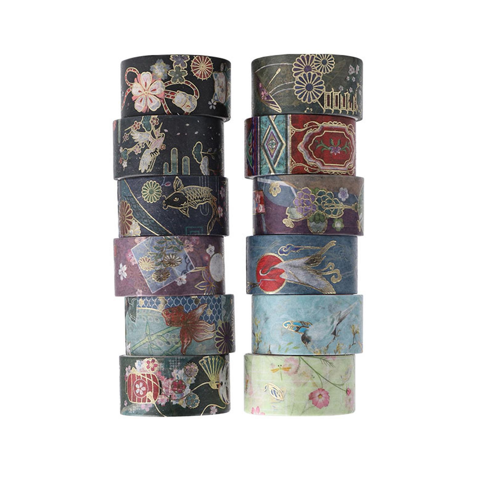 12x Wide Washi Tapes Adhesive Decorative Sticker Masking DIY