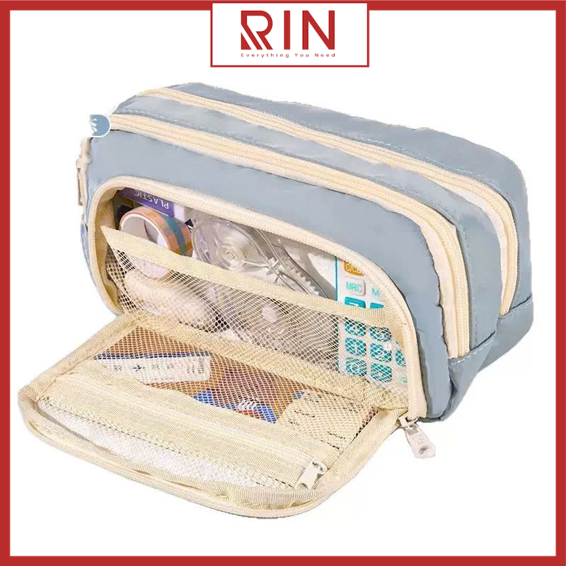 Hộp đựng bút / túi đựng bút đa năng bằng vải cao cấp, nhiều ngăn dành cho HS-SV văn phòng