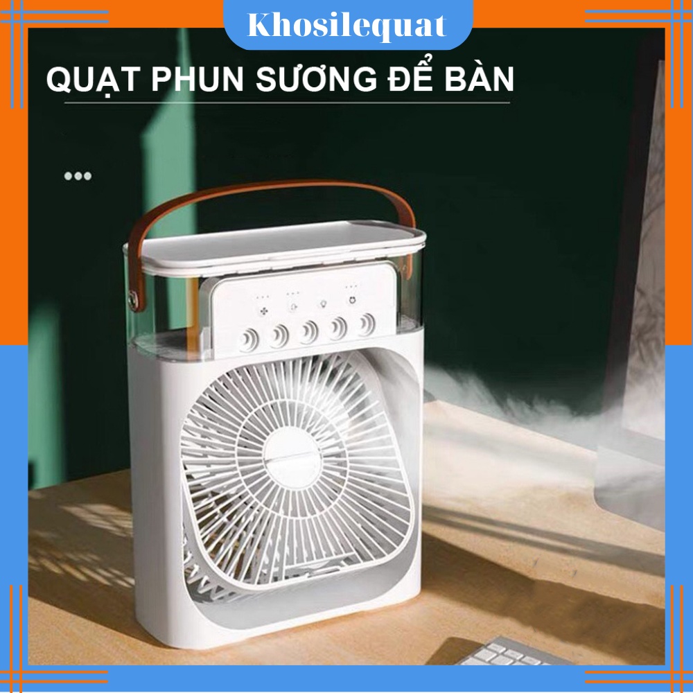 Quạt phun sương để bàn nhỏ gọn, tiện lợi, có 5 vòi phun sương quạt hơi nước kèm đèn led 7 màu tùy chỉnh có chế độ hẹn giờ cùng 3 chế độ phun sương làm mát mẫu mới nhất