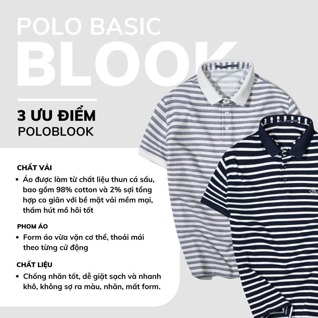 Áo polo nam slimfit BLOOK Vải thun cá sấu thun gân nhẹ dày dặn co gian 4 chiều mã 32084 (HÌNH THẬT