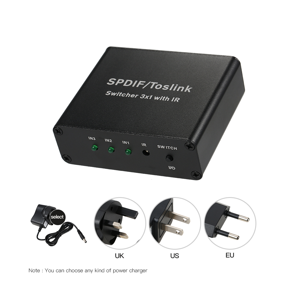 Bộ Chuyển Đổi Âm Thanh Quang Kỹ Thuật Số SPDIF/ Toslink 3 * 1 Với IR Ba Đầu Vào Một Đầu Ra