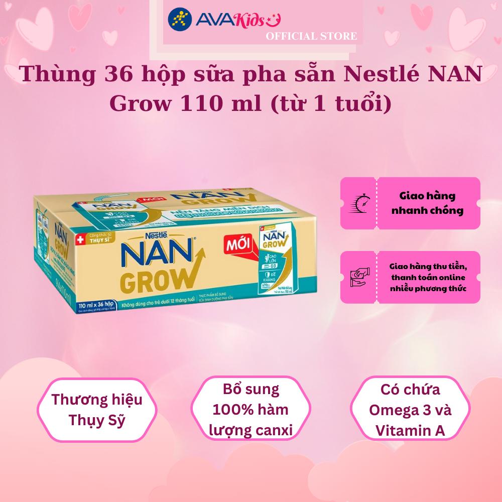 Thùng 36 hộp sữa pha sẵn Nestlé NAN Grow 110 ml (từ 1 tuổi)