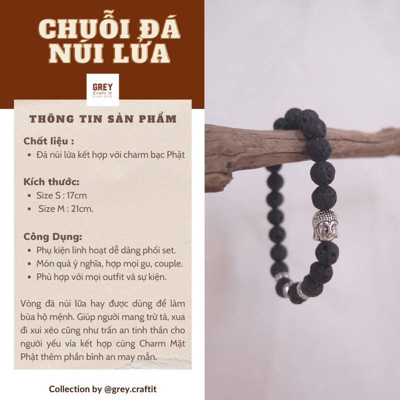 Chuỗi vòng đá núi lửa x Charm Mặt Phật Bạc Thái
