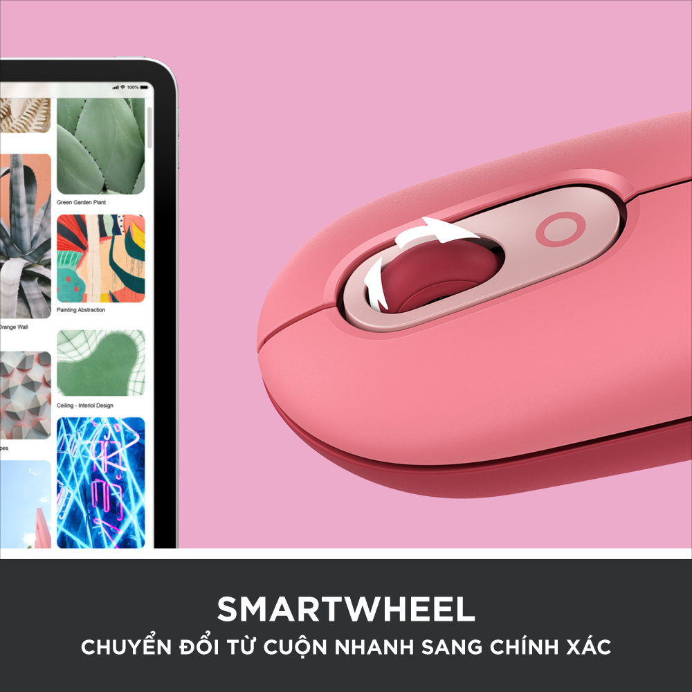 Chuột không dây bluetooth Logitech POP MOUSE - giảm ồn, nút emoji tùy chỉnh - Hàng chính hãng