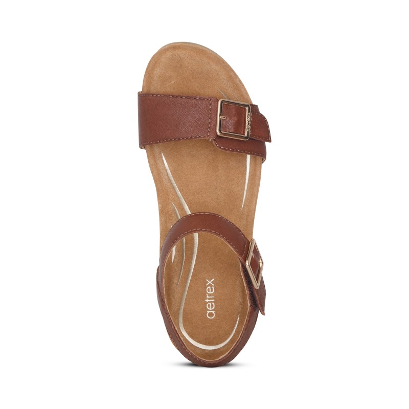 Sandal sức khỏe nữ Aetrex Lexa Walnut - giày cao gót 5p đế đệm êm