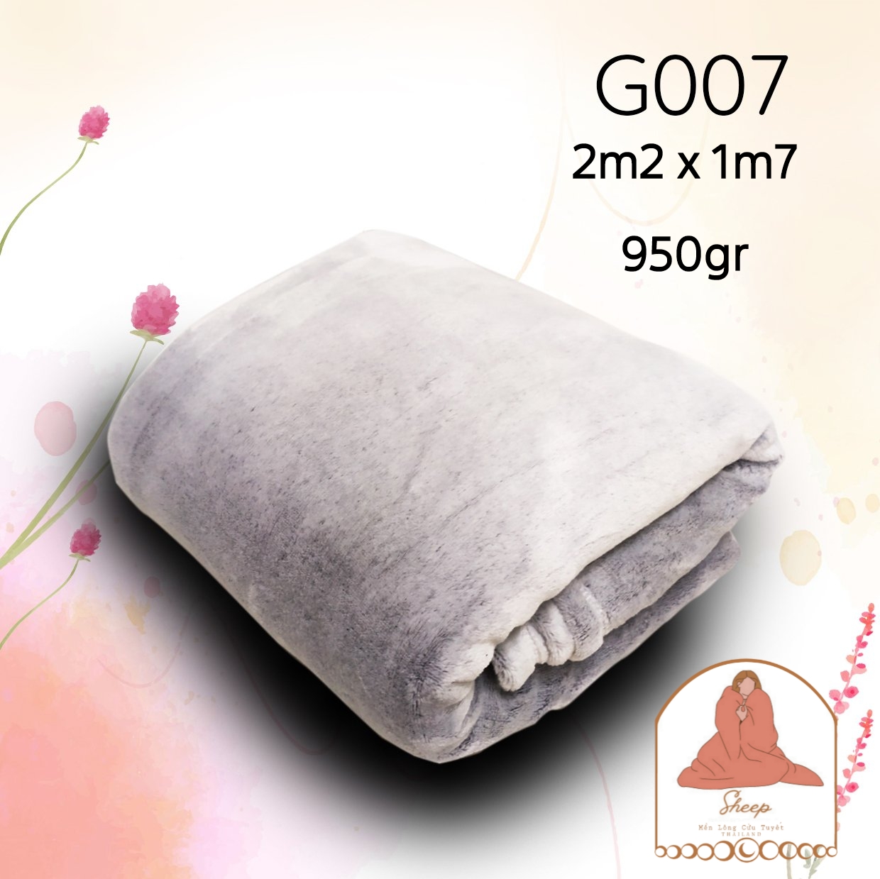 Mền Lông Tuyết Thailand 2m2 X 1m7 Siêu Mịn Xanh Ngọc Trơn 1.1kg