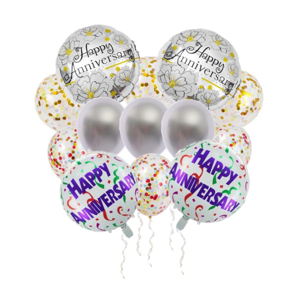 14x Confetti Bóng Bộ Mừng Kỷ Niệm Màng Nhôm Ballon Trang Trí Tiệc