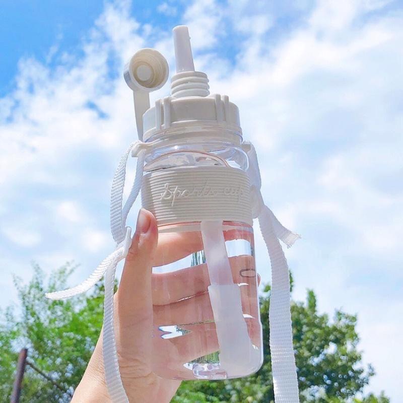 Bình Đựng Nước Sports Cup 1000ml Phong Cách Thể Thao Có Ống Hút Và Dây Đeo Tiện Lợi