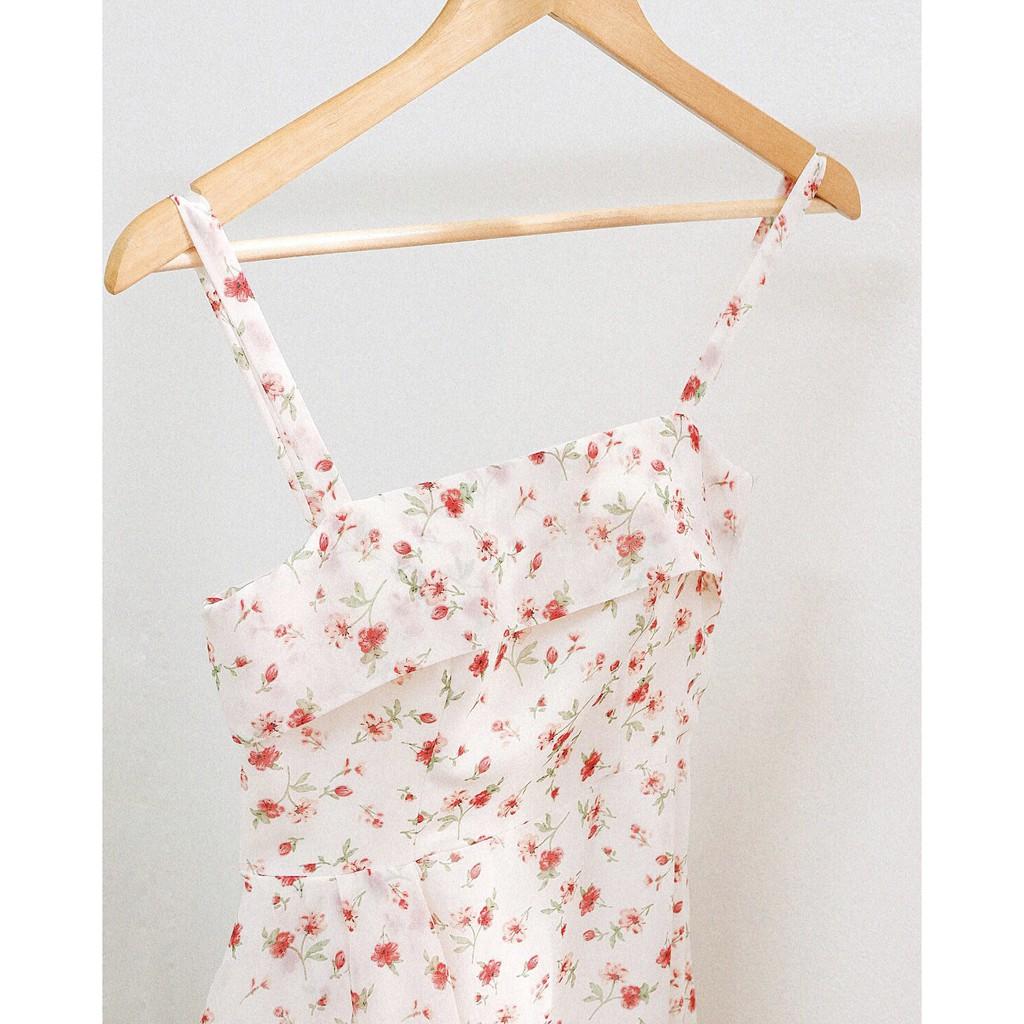 Váy đầm thiết kế 2 dây hoa nhí dáng dài xoè maxi cúp ngực sexy thắt eo có lớp lót vải chiffon mát đi chơi đi biển