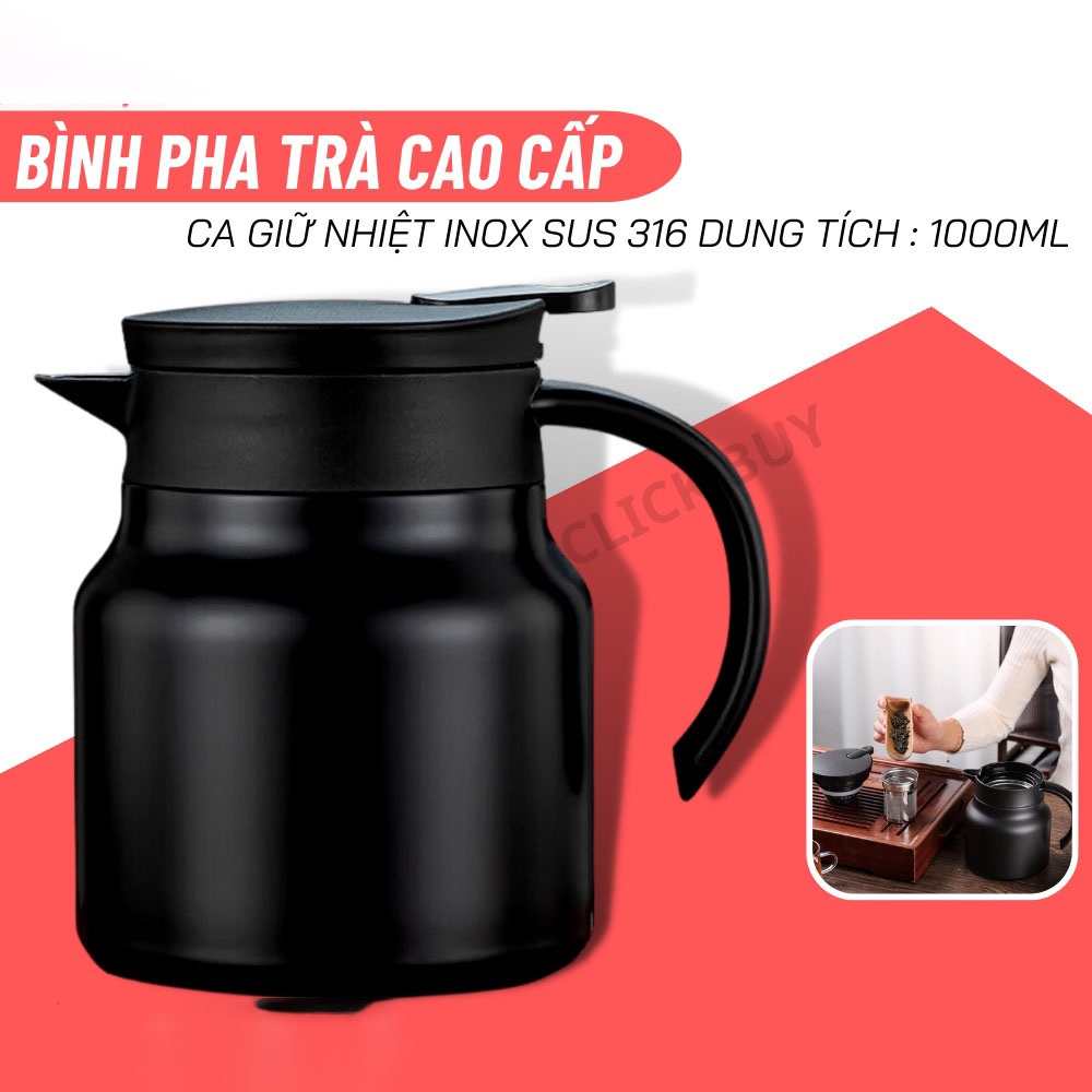 Ấm giữ nhiệt pha trà inox 316 có lọc trà 1000ml