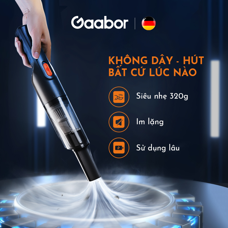 Máy hút bụi không dây GAABOR GVCC-M3A2 áp suất hút 6000pa, 3 đầu hút tiện lợi - Hàng chính hãng