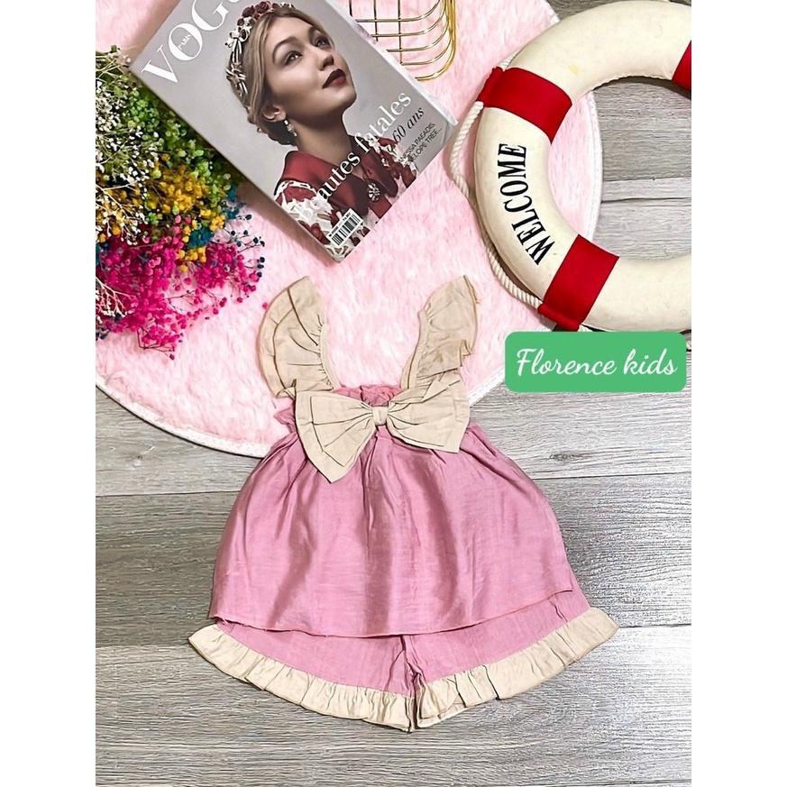Đồ bộ mùa hè cho bé gái hai dây tay cánh tiên size 8-34kg chất đũi tơ mềm mát