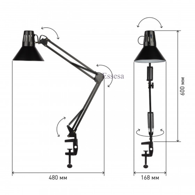 Đèn Kẹp Để Bàn/Đèn Kẹp Đọc Sách/Đèn Bàn Làm Việc ESSESA Chóa Cổ Điển Độc Đáo Kiểu Pixar, Sử Dụng Cho Bóng Đèn Gắn Rời Đuôi E27 Thông Dụng, Tiện Lợi (Sản Phẩm Bán Không Kèm Bóng Đèn)