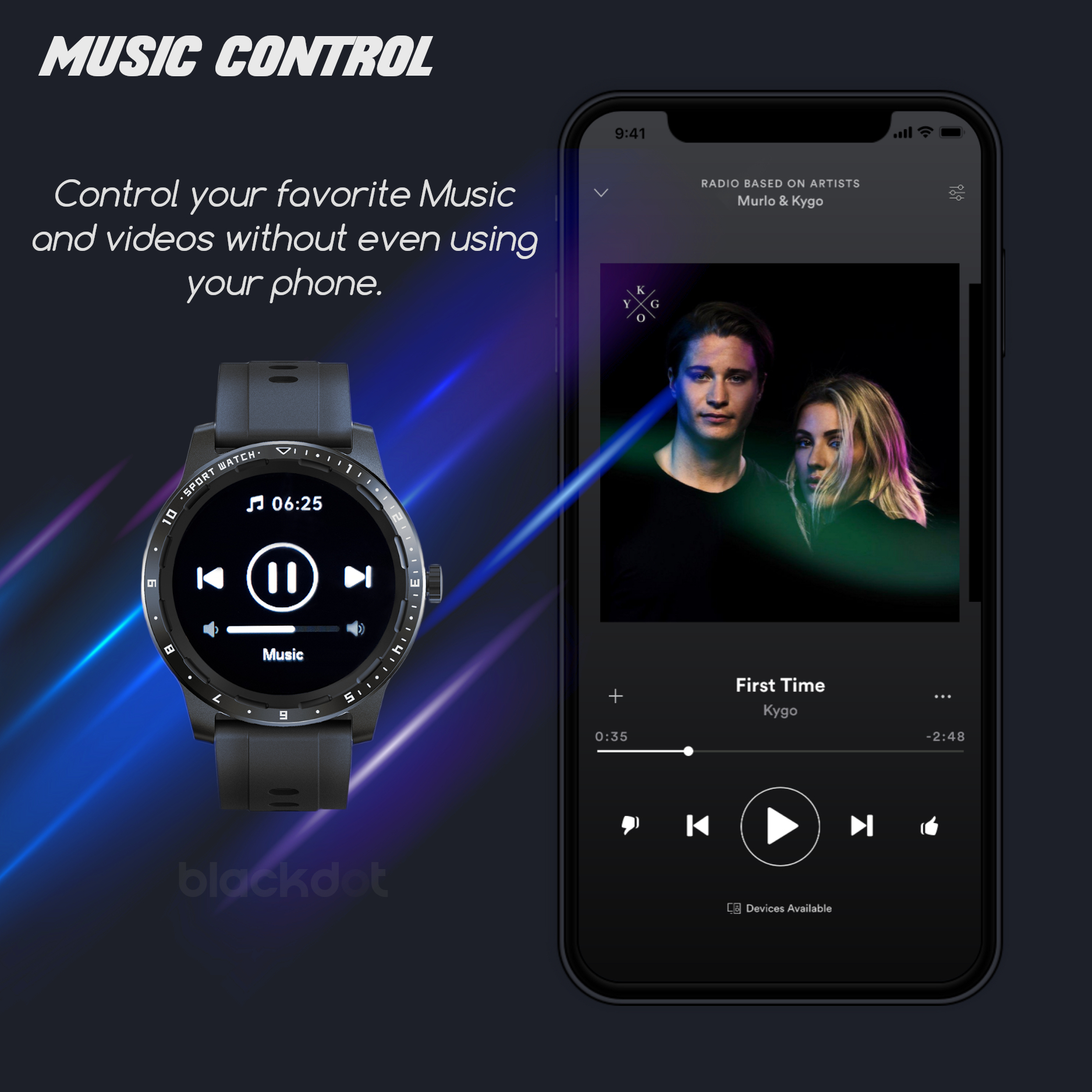 Đồng hồ thông minh Blackdot Smart Watch V200 Superlight, cảm ứng siêu mượt, cảm biến nhiệt độ, chống thấm nước IP68, với pin dự phòng 60 ngày