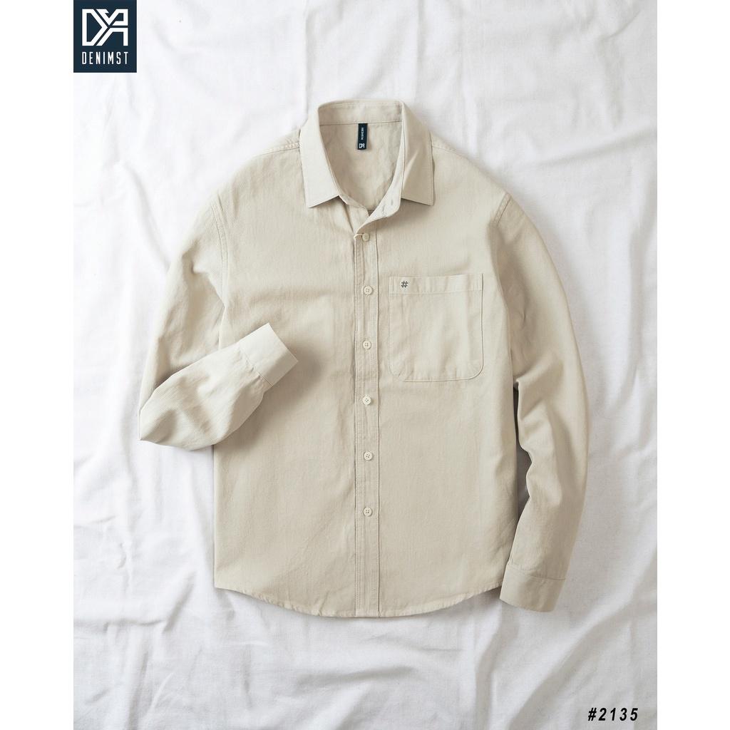 Áo sơ mi nam cotton kaki cao cấp Hashtag DENIMST, Áo sơ mi dài tay form suông 2135