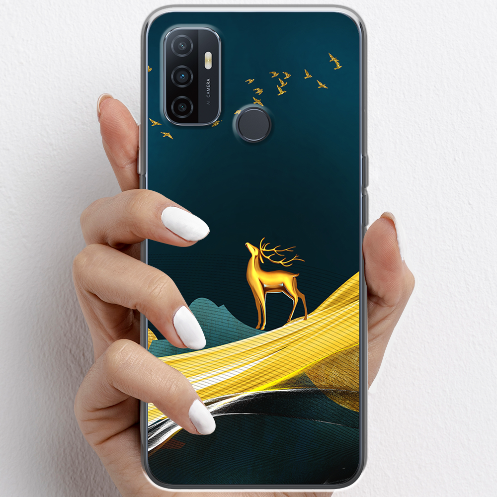 Ốp lưng cho Oppo A53, Oppo A93 nhựa TPU mẫu Nai vàng