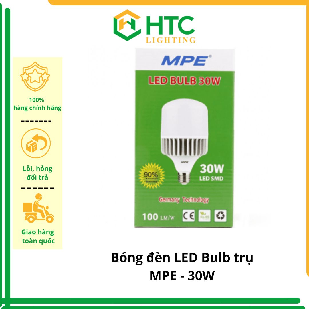 Bóng đèn led Bulb Trụ Nhôm 30W, seri LB, LB-30T, LB-30V, LB-30N - Thương Hiệu MPE