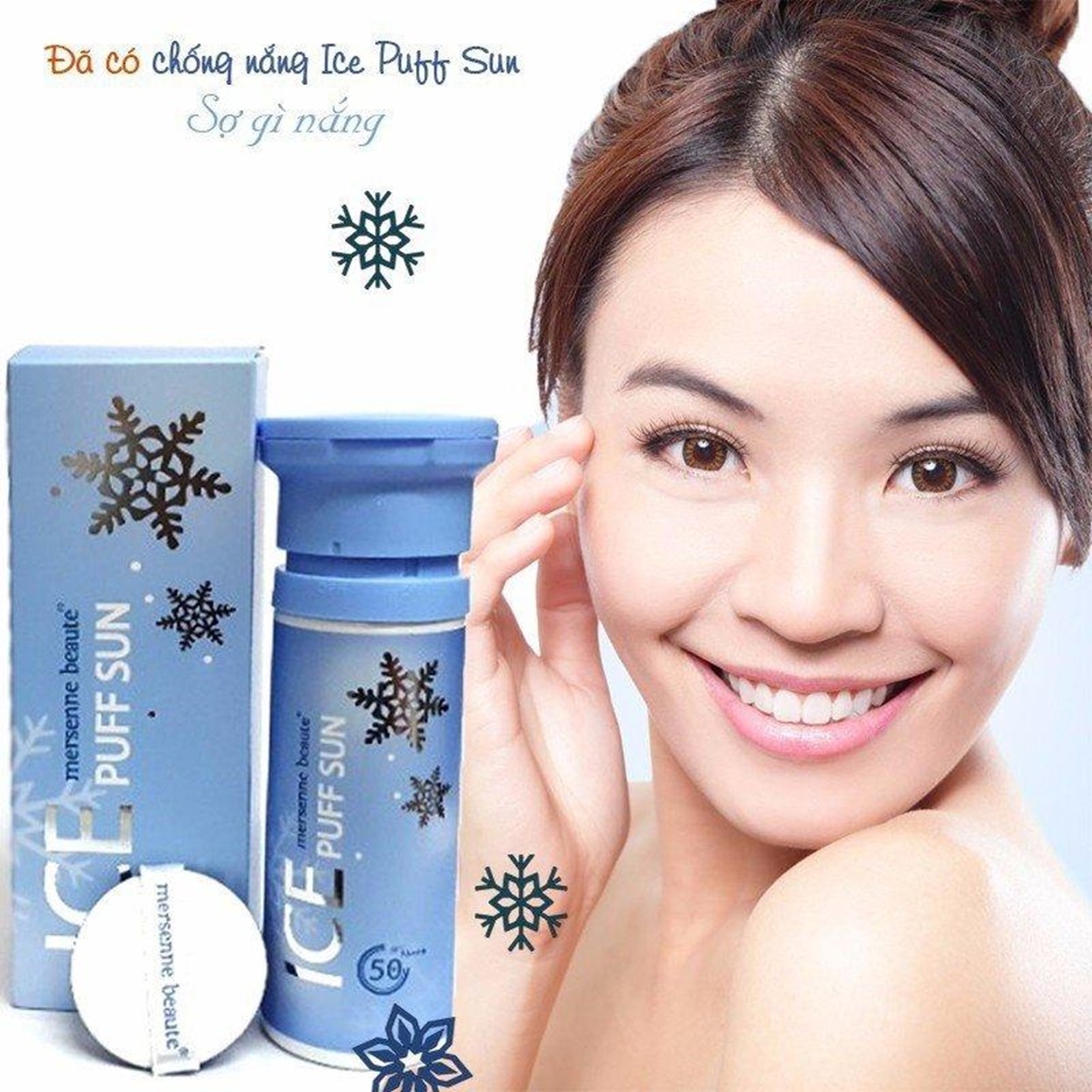 Kem Chống Nắng Make up Mát Lạnh Ice Puff Sun Mersenne Beaute SPF50+ PA+ (100ml) - Chính hãng